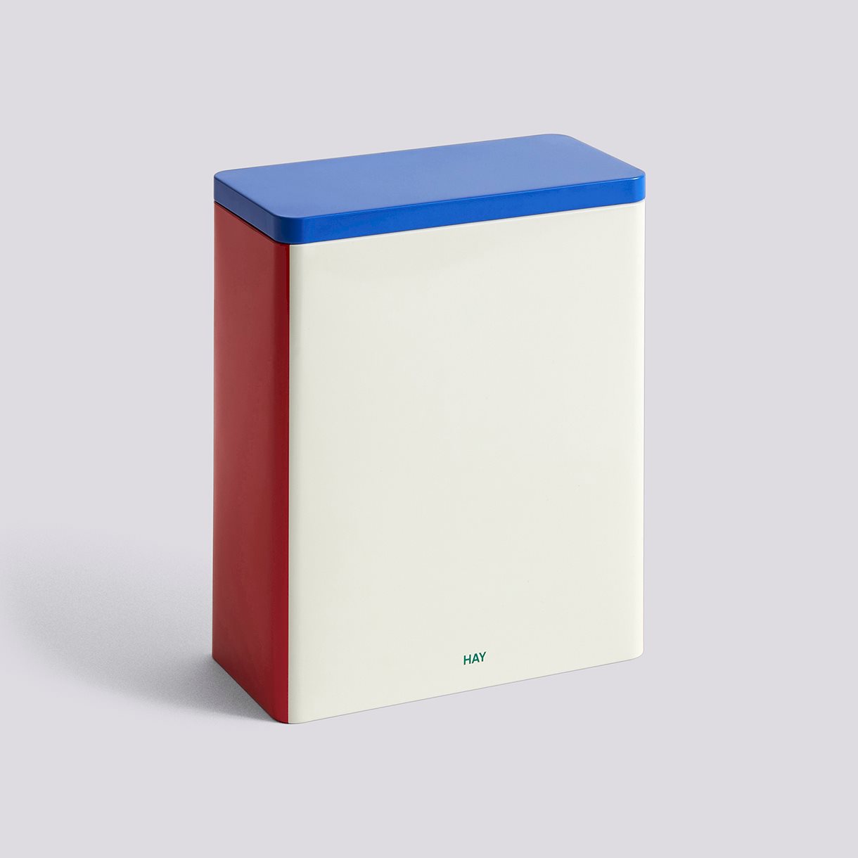 Tin Container-X-Large-Off-white, blue and red