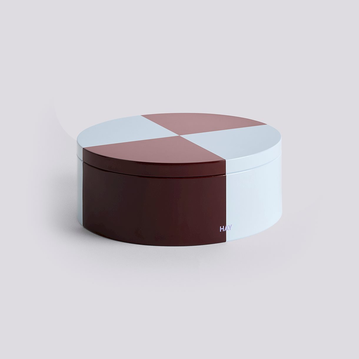 Tin Container-Round-Burgundy and ice blue
