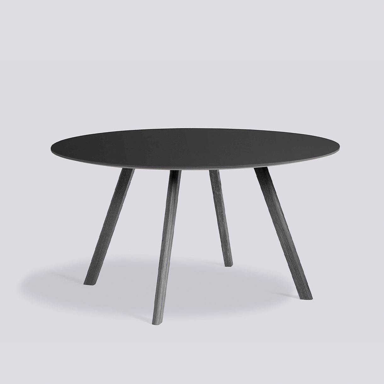 CPH25 Table Black Water-based lacquered oak frame-Ø140 x H74-Black linoleum tabletop Black water-based lacquered edge