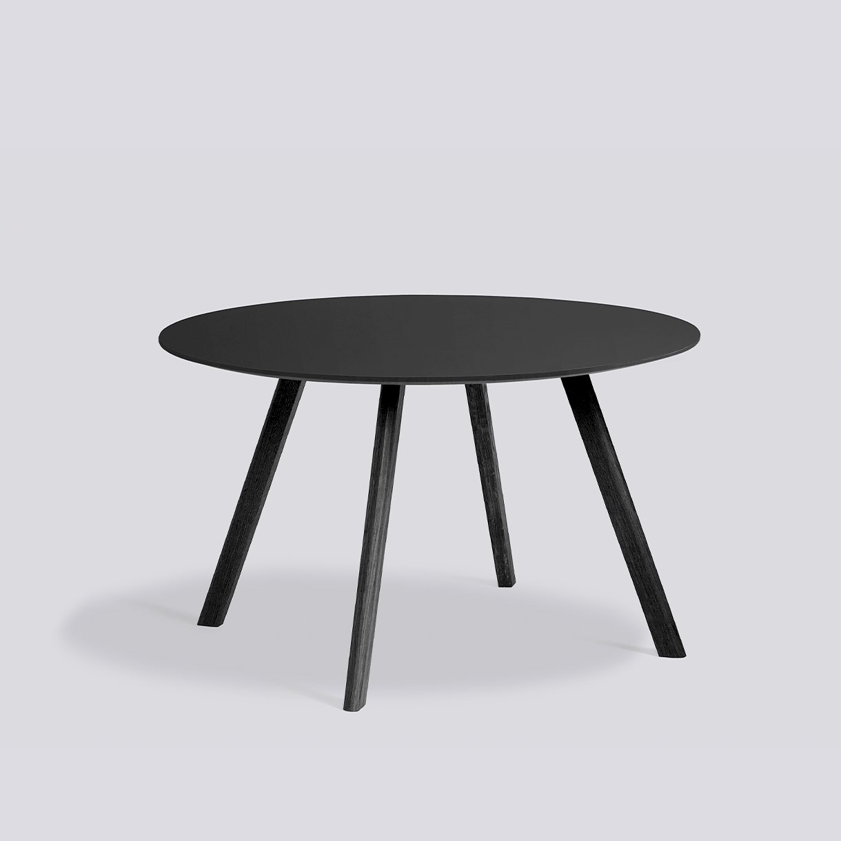 CPH25 Table Black Water-based lacquered oak frame-Ø120 x H74-Black linoleum tabletop Black water-based lacquered edge