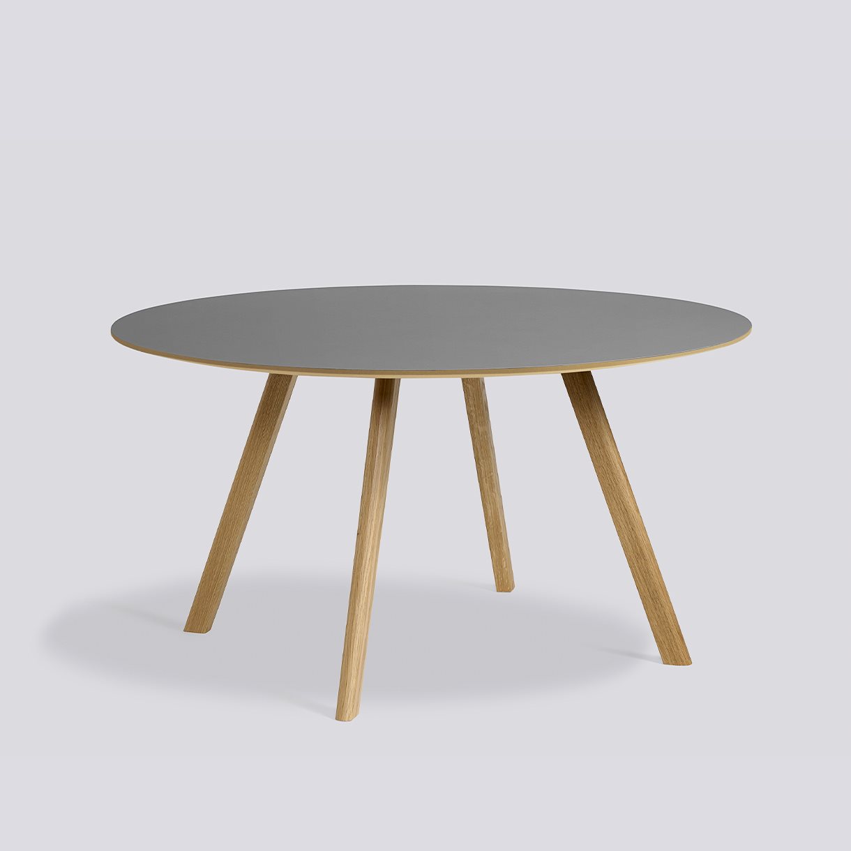 CPH25 Table Water-based lacquered oak frame-Ø140 x H74-Grey linoleum tabletop Water-based lacquered edge
