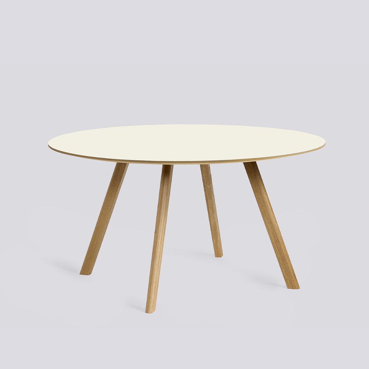 CPH25 Table Water-based lacquered oak frame-Ø140 x H74-Off-white linoleum tabletop Water-based lacquered edge