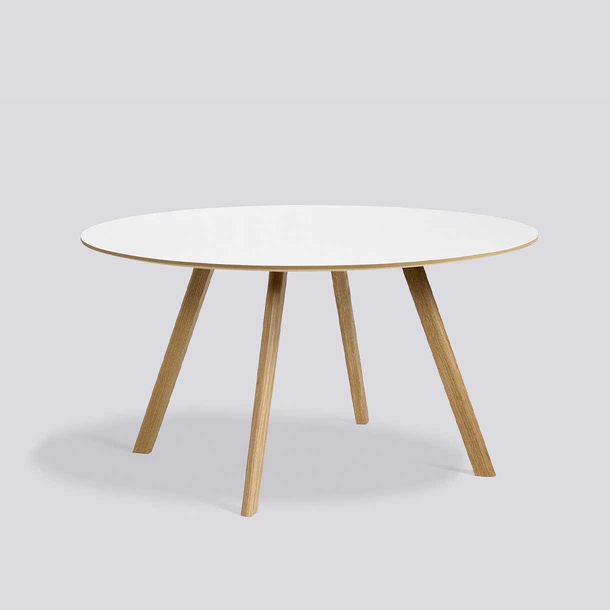 CPH25 Table Water-based lacquered oak frame-Ø140 x H74-White laminate tabletop Water-based lacquered edge