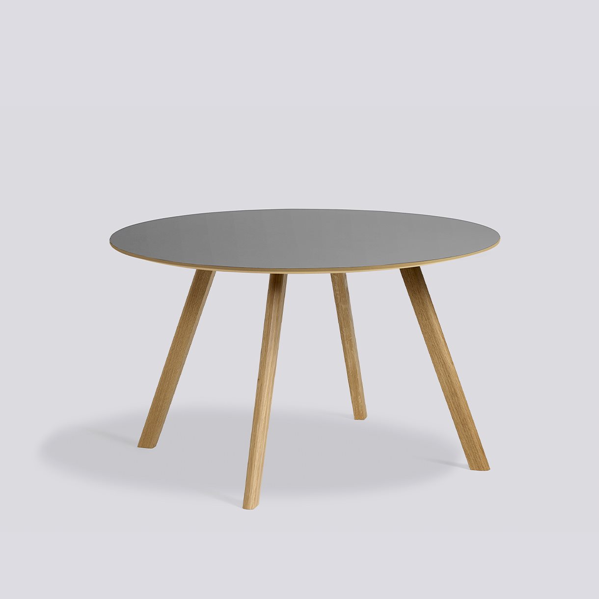 CPH25 Table Water-based lacquered oak frame-Ø120 x H74-Grey linoleum tabletop Water-based lacquered edge