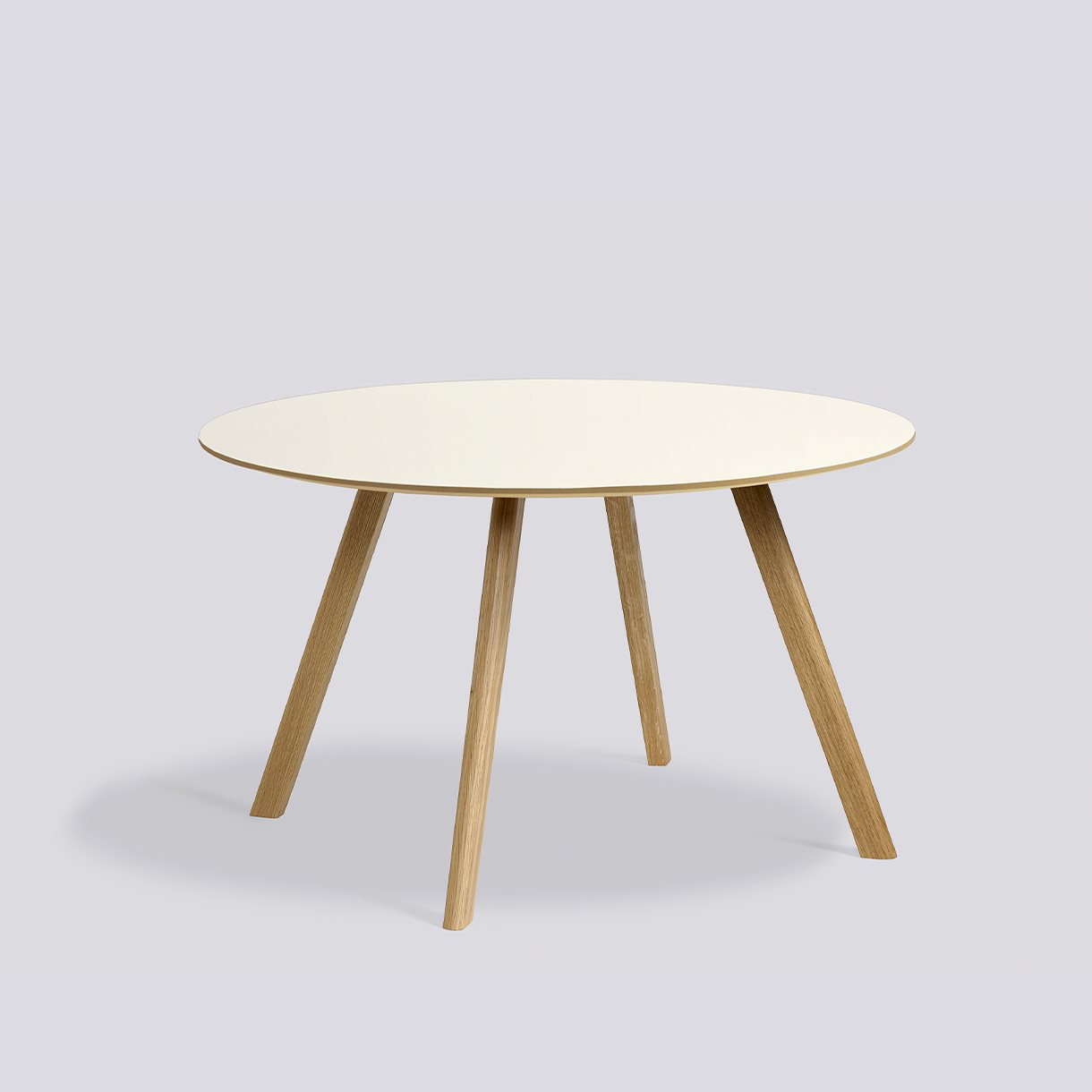 CPH25 Table Water-based lacquered oak frame-Ø120 x H74-Off-white linoleum tabletop Water-based lacquered edge