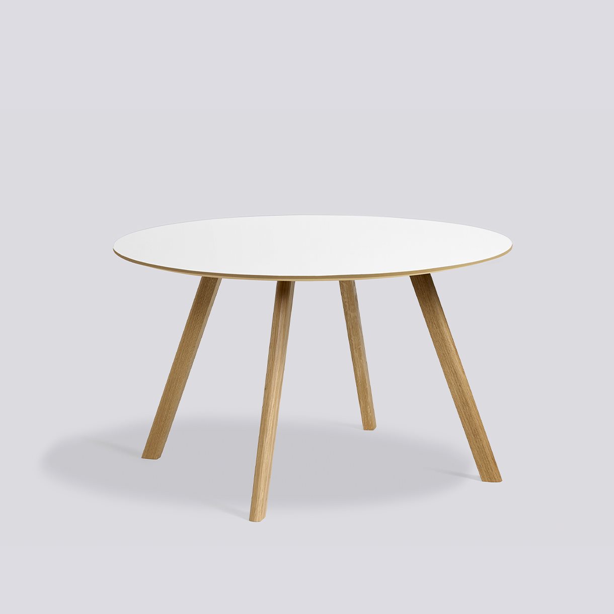 CPH25 Table Water-based lacquered oak frame-Ø120 x H74-White laminate tabletop Water-based lacquered edge