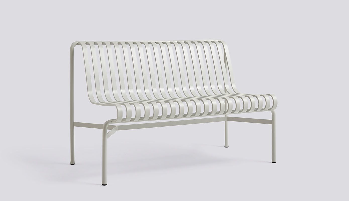 Palissade Dining Bench w/o. armrest-Sky grey powder coated steel