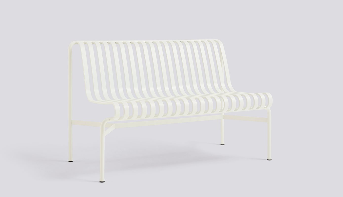 Palissade Dining Bench w/o. armrest-Cream white powder coated steel
