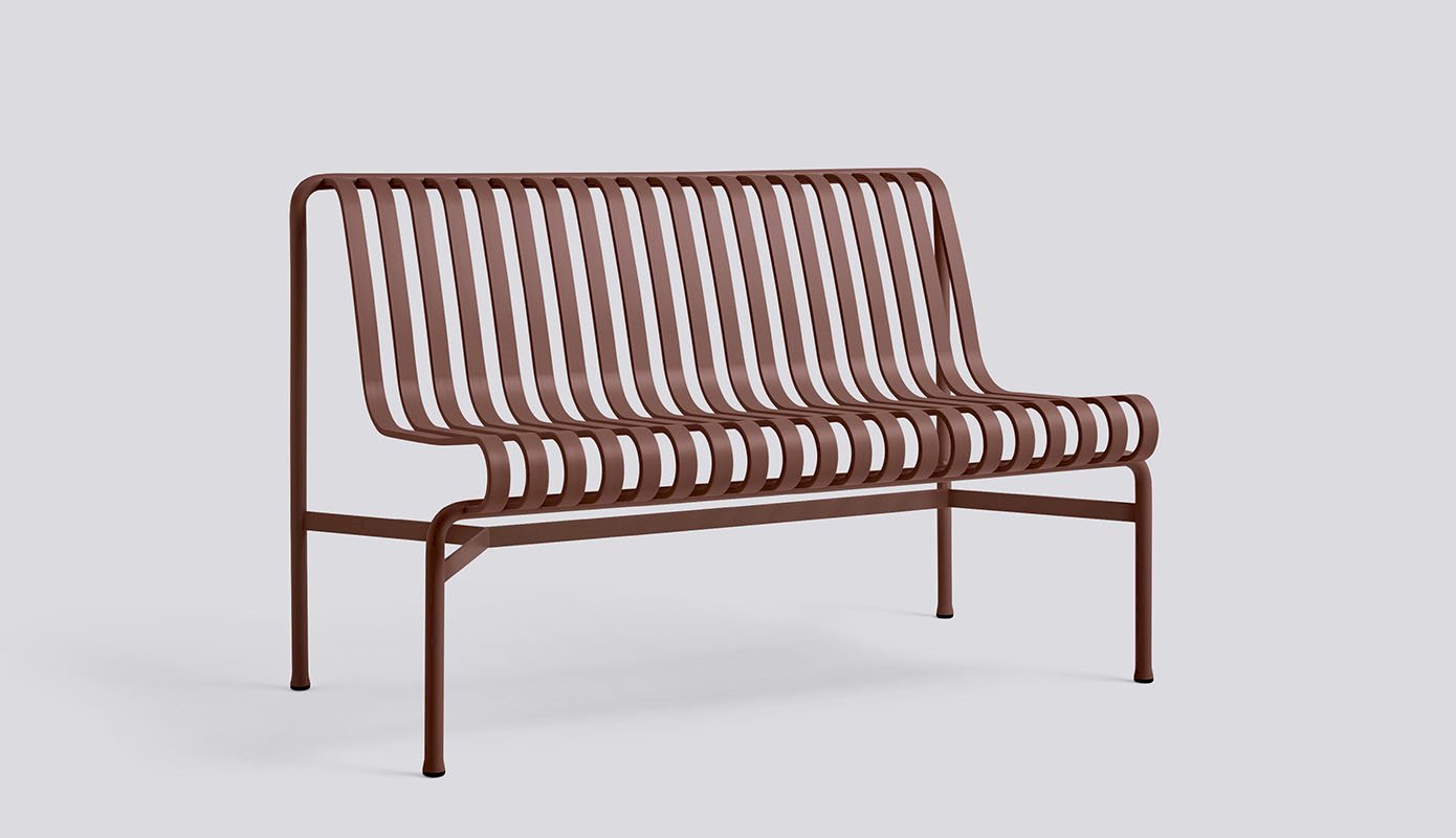 Palissade Dining Bench w/o. armrest-Iron red powder coated steel