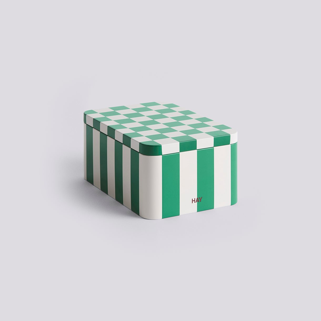 Tin Container-Small-Green and off-white