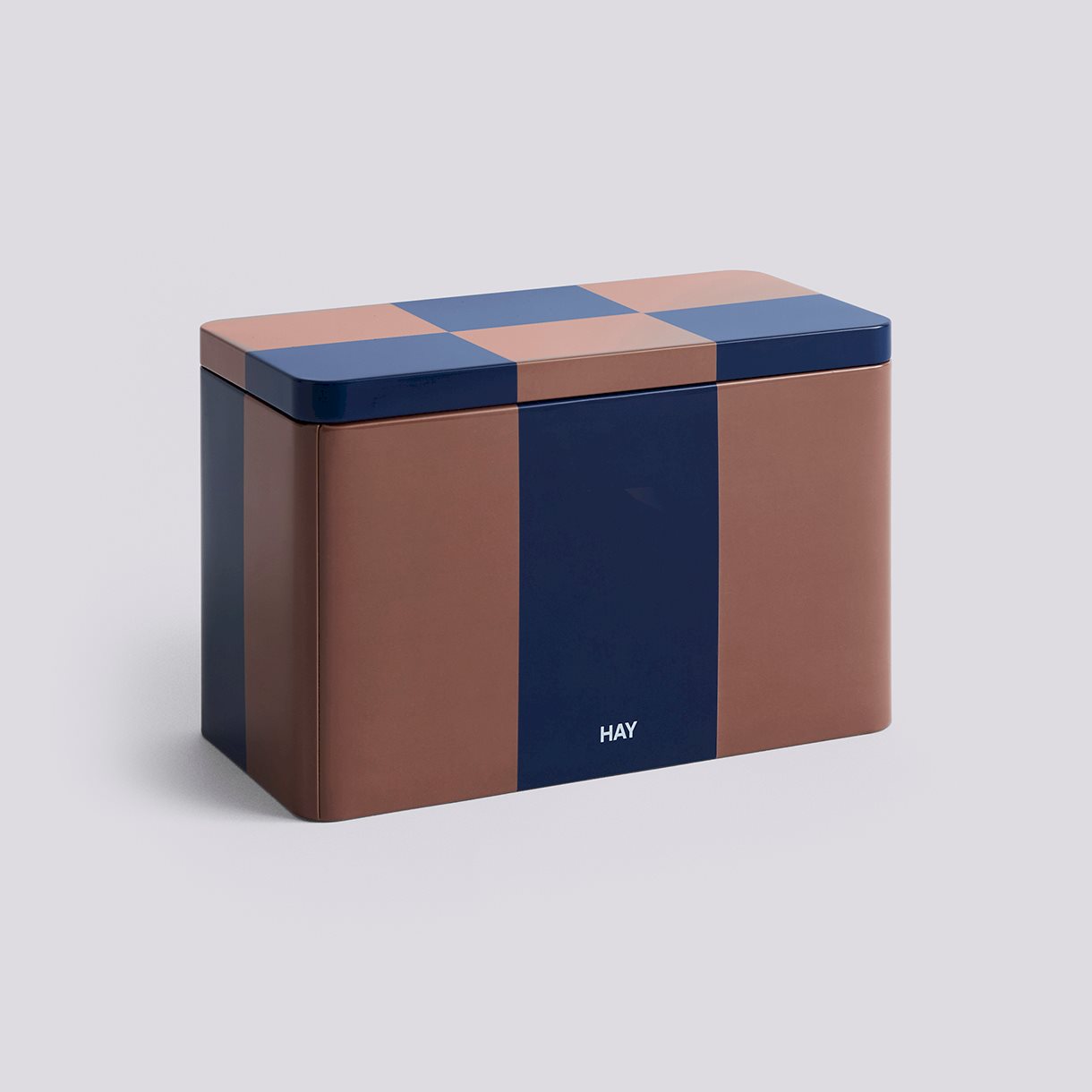 Tin Container-Medium-Brown and midnight blue