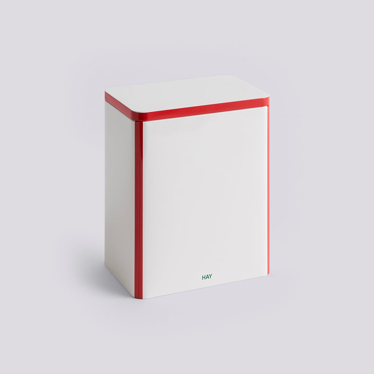 Tin Container-Large-Off-white and red
