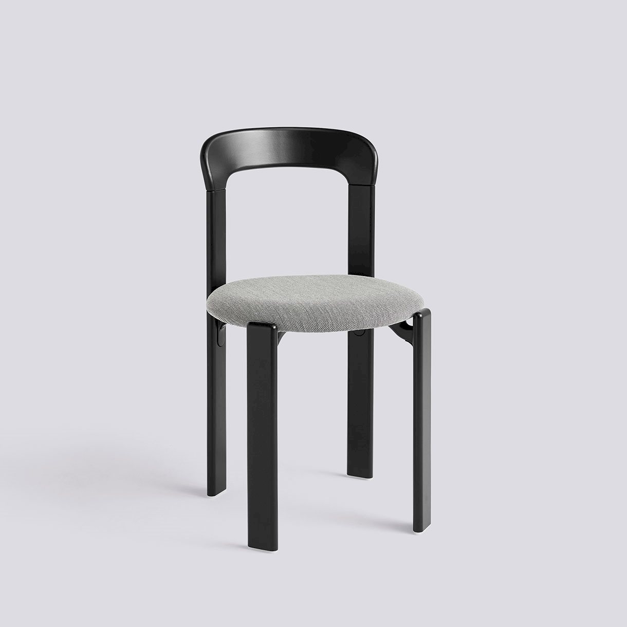 Rey Chair 4 leg base Standard glider-Deep black water-based lacquered beech Seat upholstery-Steelcut Trio-124