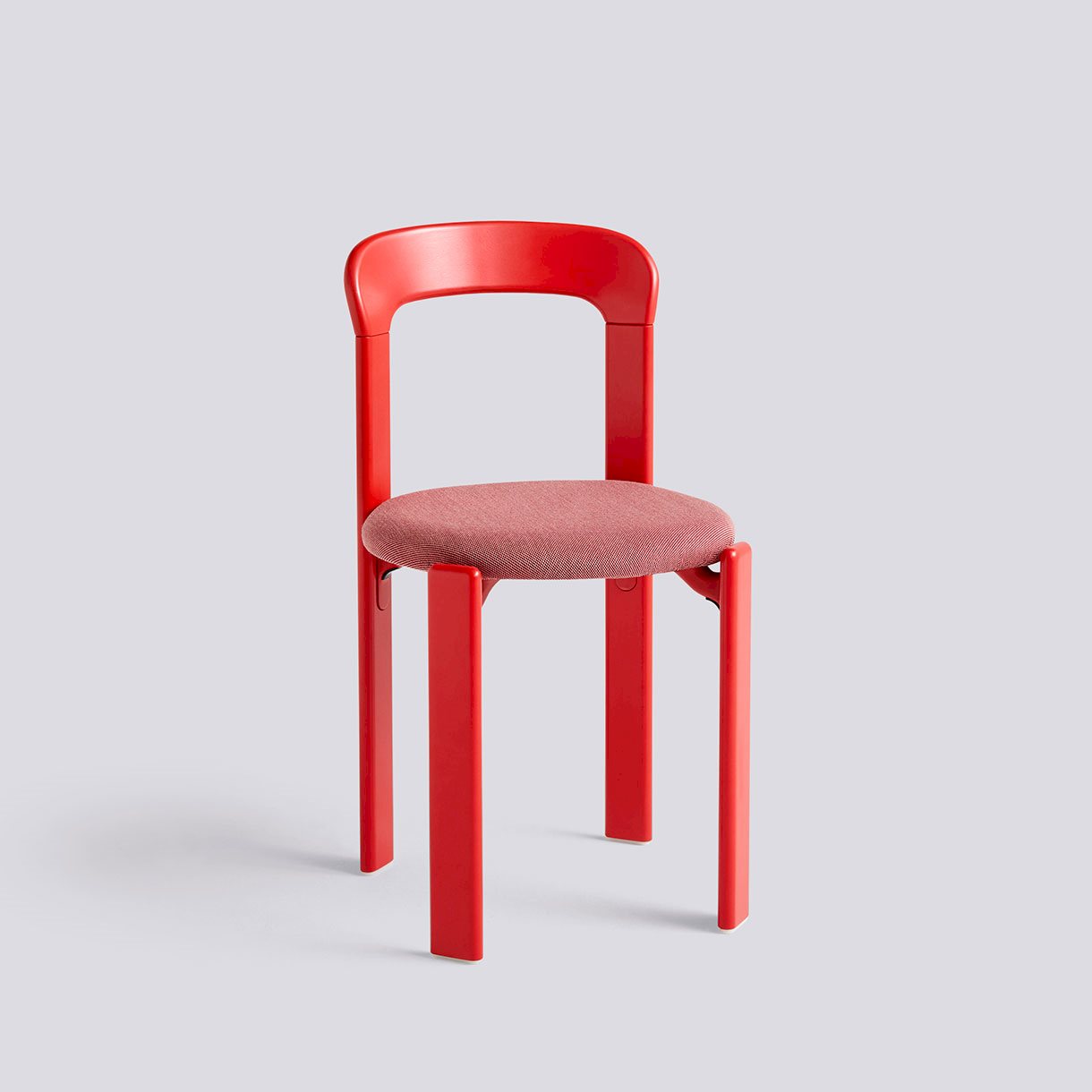 Rey Chair 4 leg base Standard glider-Scarlet red water-based lacquered beech Seat upholstery-Steelcut Trio-636