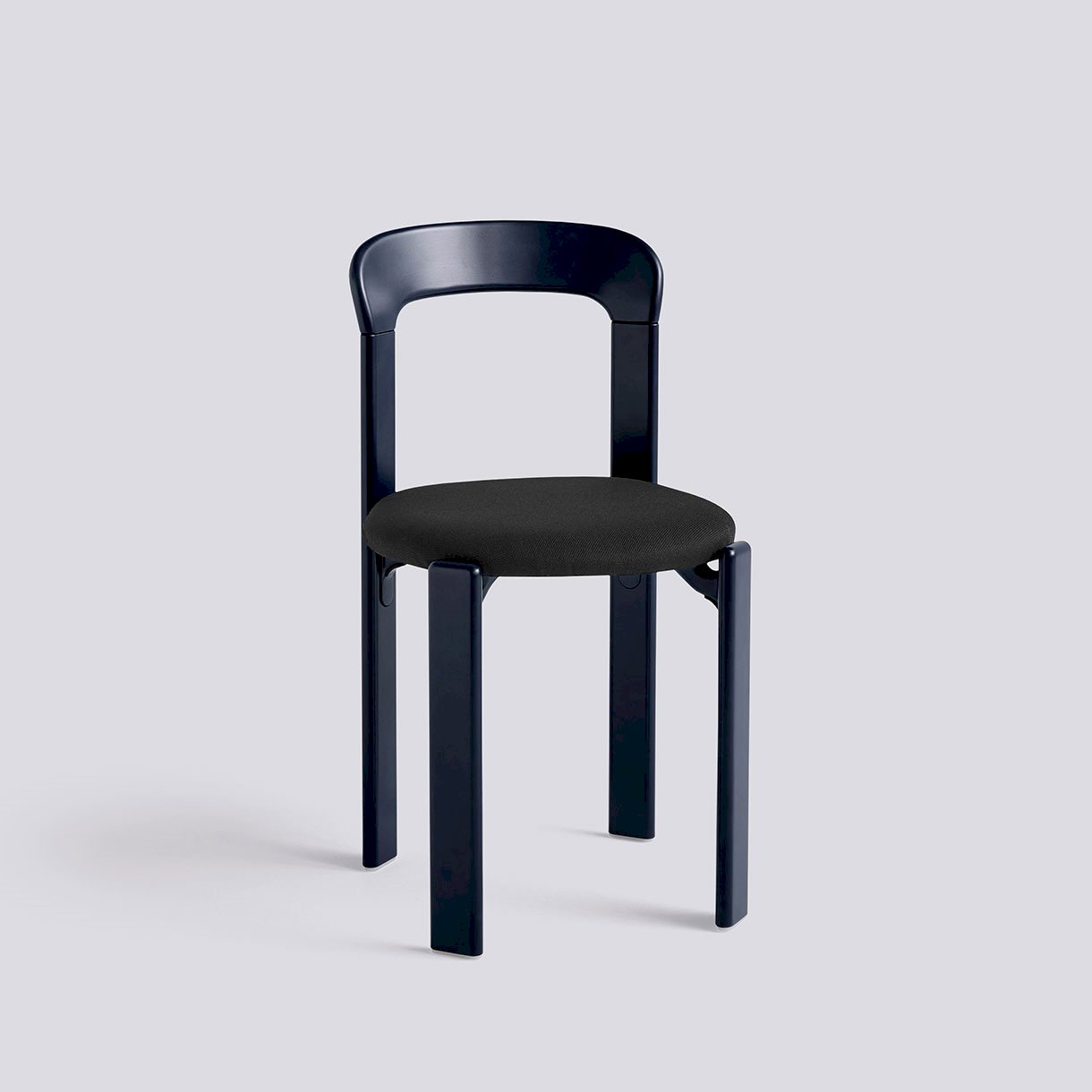 Rey Chair 4 leg base Standard glider-Deep blue water-based lacquered beech Seat upholstery-Steelcut-190