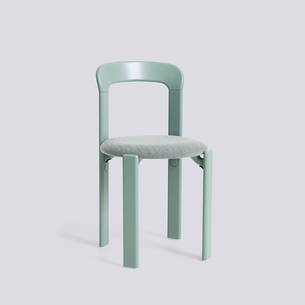 Rey Chair 4 leg base Standard glider-Fall green water-based lacquered beech Seat upholstery-Steelcut Trio-916