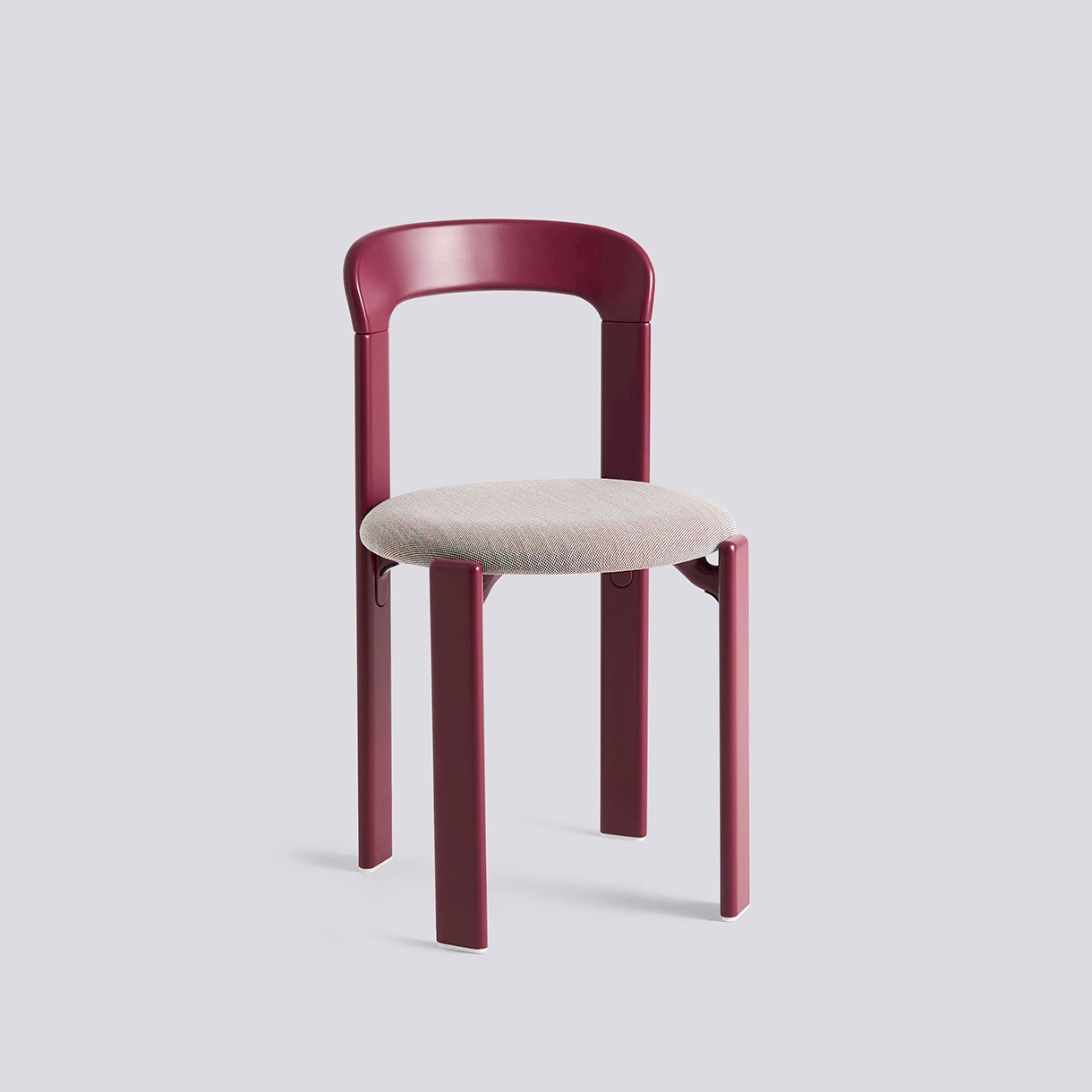 Rey Chair 4 leg base Standard glider-Grape red water-based lacquered beech Seat upholstery-Steelcut Trio-416