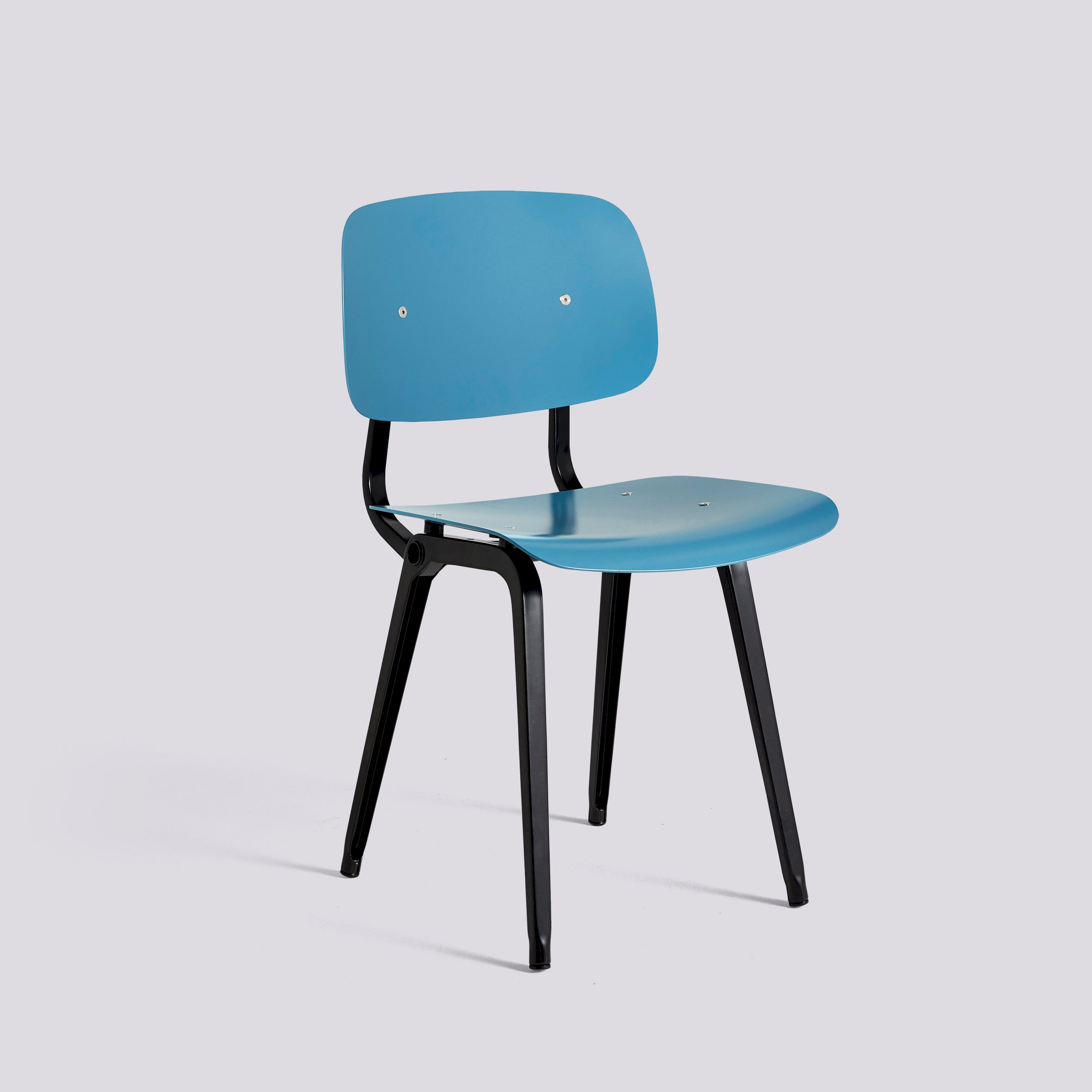 Revolt Black powder coated steel base Standard glider 3.0-Azure blue recycled ABS seat/back
