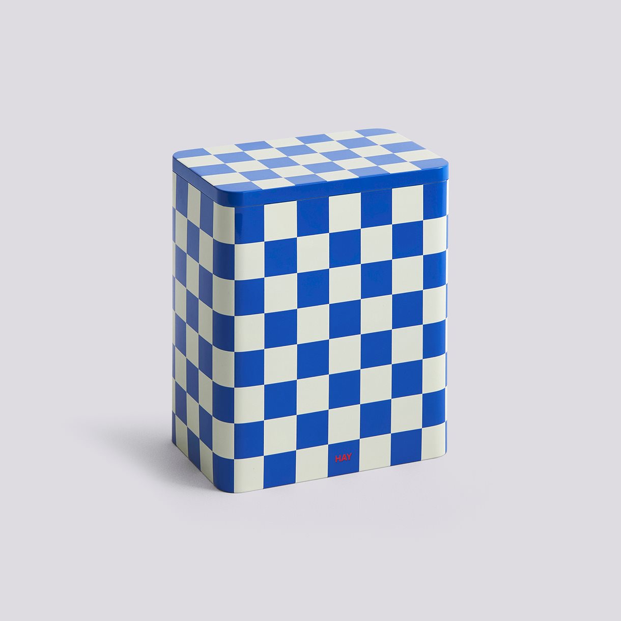 Tin Container-Large-Blue and off-white