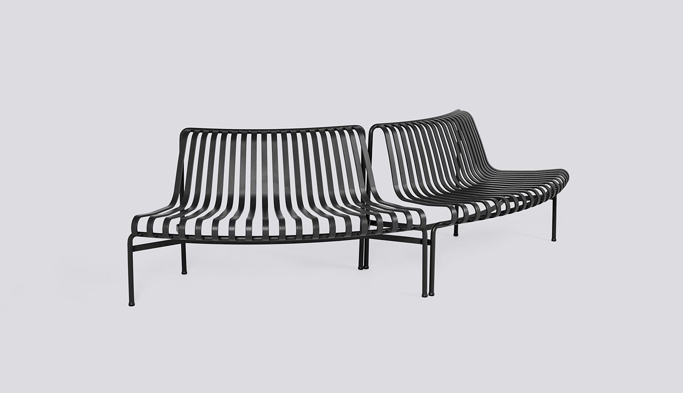 Palissade Park Dining Bench Out/Out starter set Set of 2-Anthracite powder coated steel