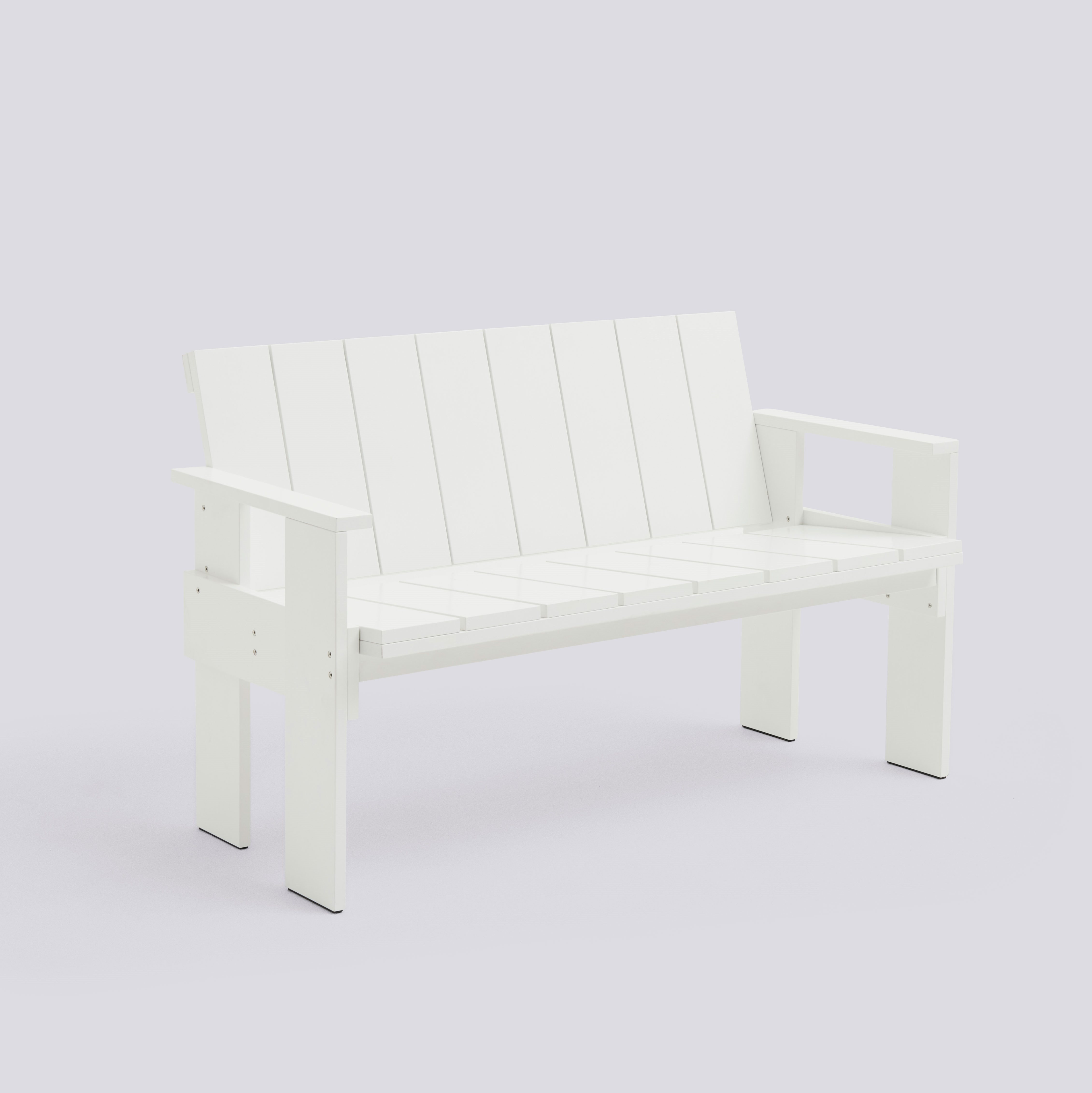 Crate Dining Bench v1.-White water-based lacquered pinewood