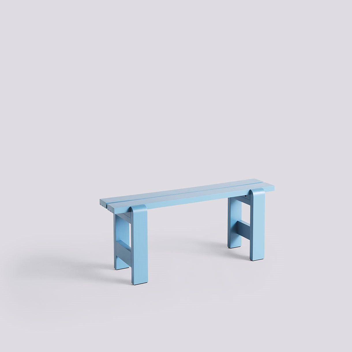 Weekday Bench-W111 x D23 x H45-Azure blue water-based lacquered pinewood