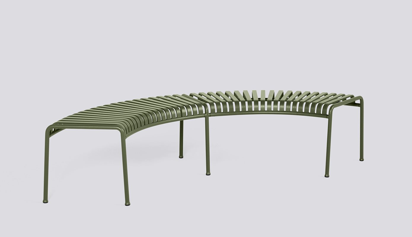 Palissade Park Bench-Set of 2 benches 6 legs Free standing-Olive powder coated steel