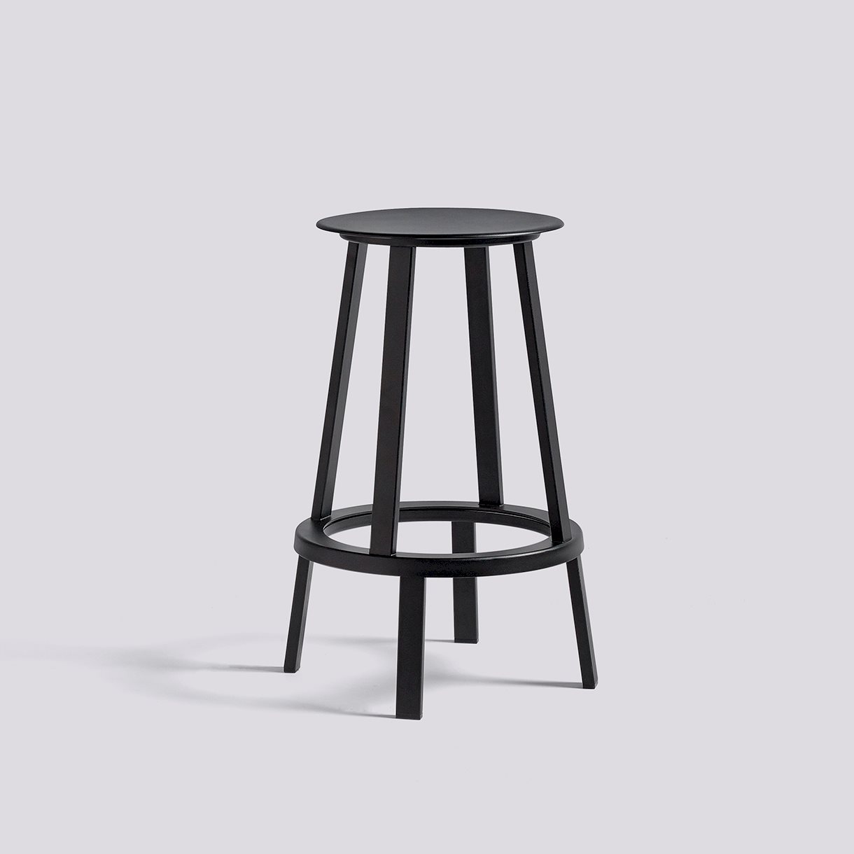 Revolver Bar Stool Low H65 Standard glider-Black powder coated steel
