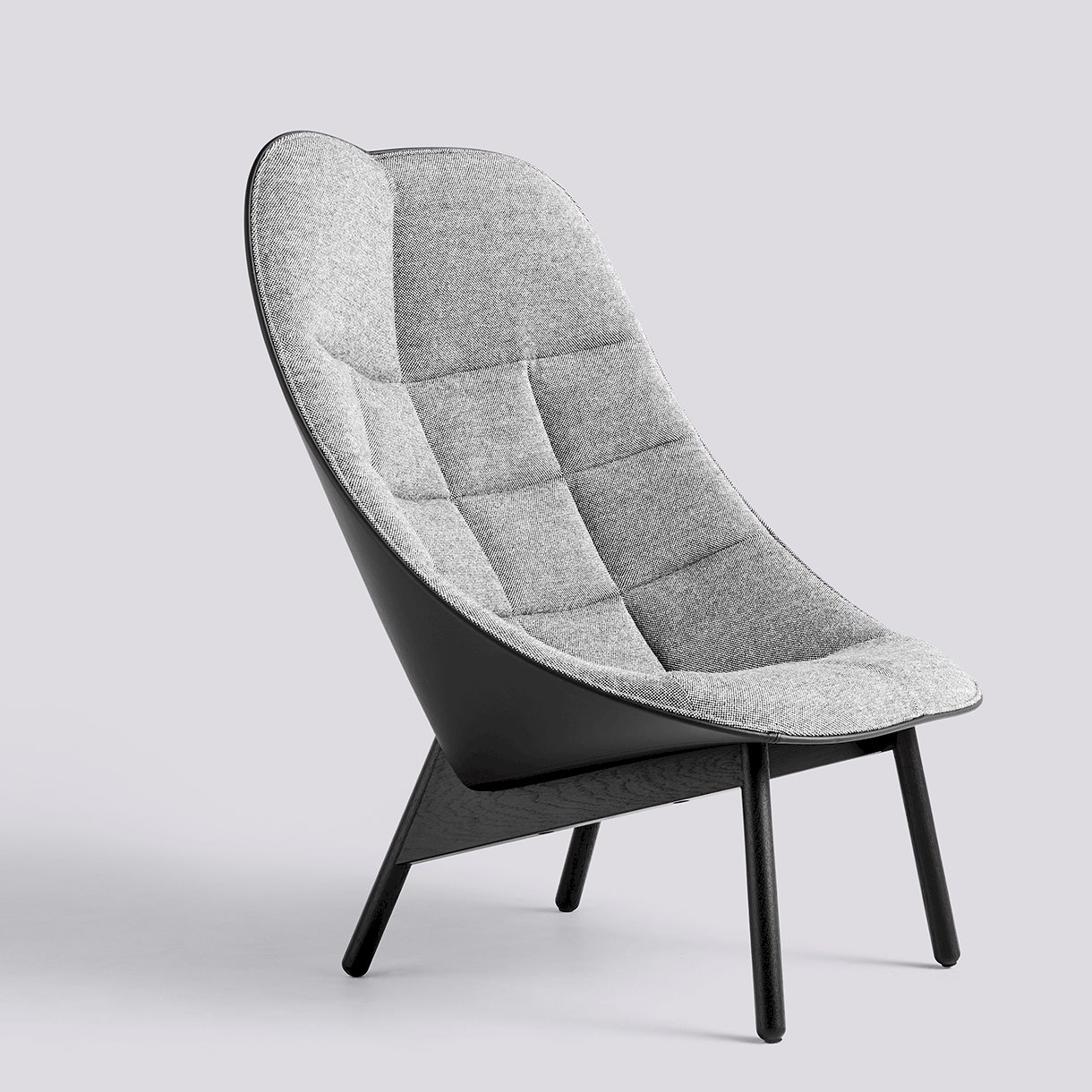 Uchiwa Quilted Black water-based lacquered oak base-Full upholstery-Front Hallingdal|166-Back Sierra|SI1001