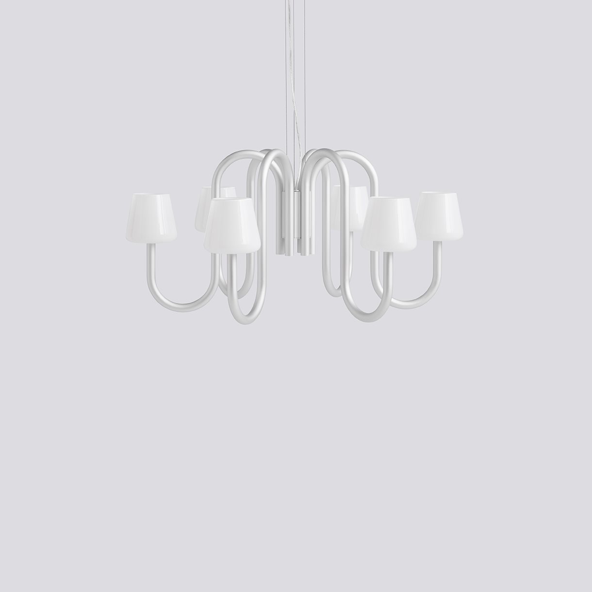 Apollo Chandelier-745-White Opal Glass